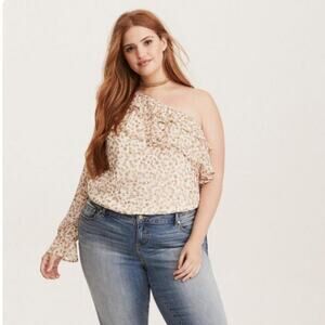 TORRID Floral Print Chiffon Ruffled One Shoulder Top